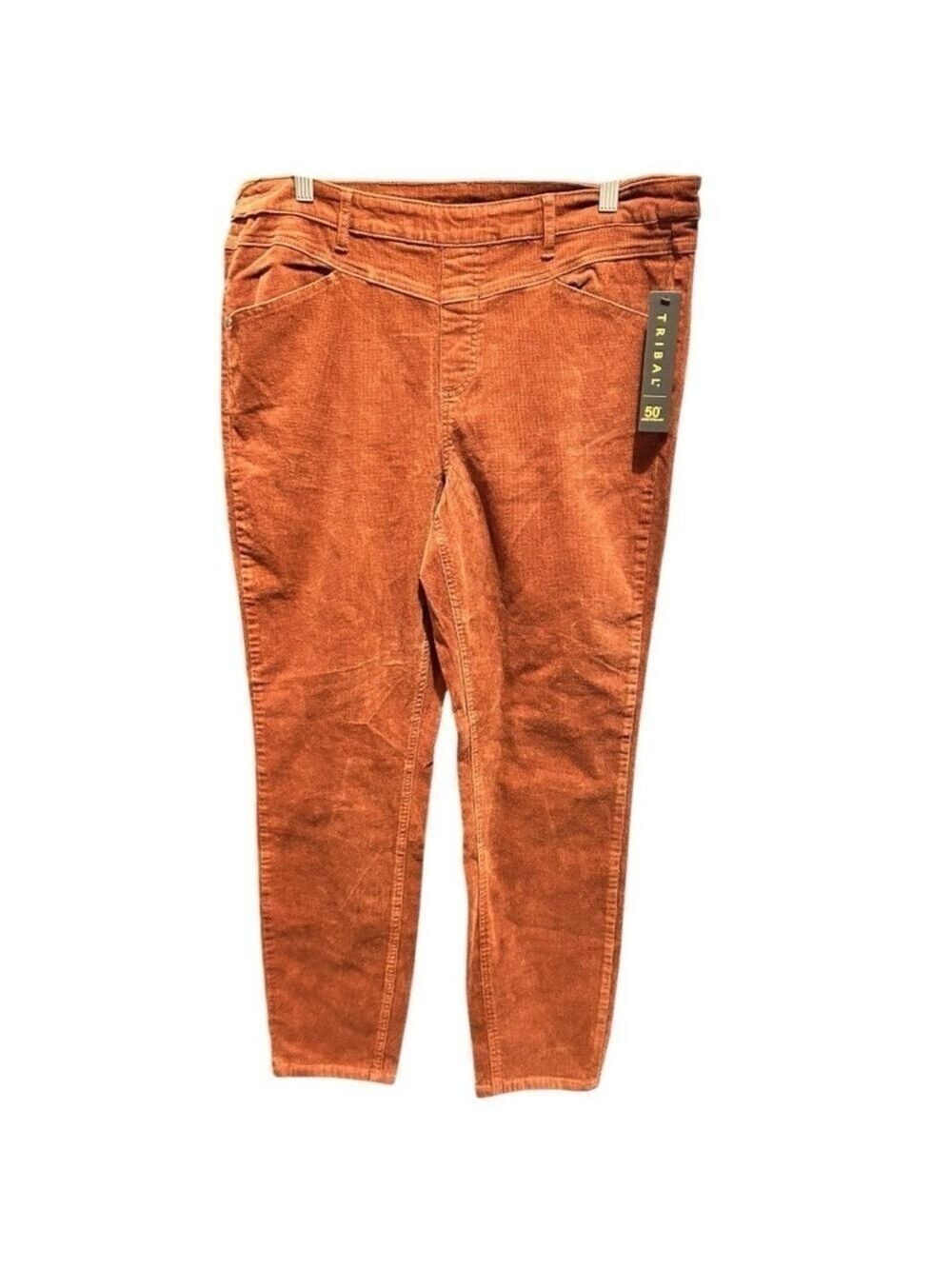 TRIBAL Pull On Corduroy Ankle Pants Stretchy Color Tawny Size 14 NWT